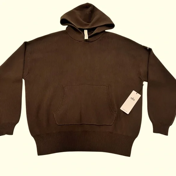 ALO YOGA | Mens | Scholar | Hooded Sweater | Espresso | Large | NWT - Picture 3 of 10